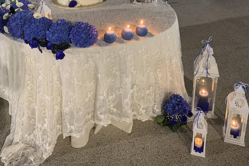 Tavolo sposi in blu