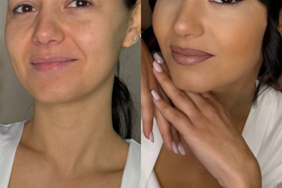 Prima e dopo make-up sposa