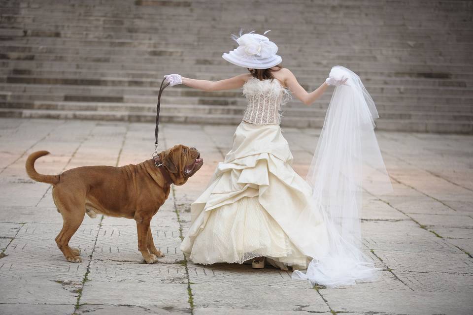 La sposa con il cane