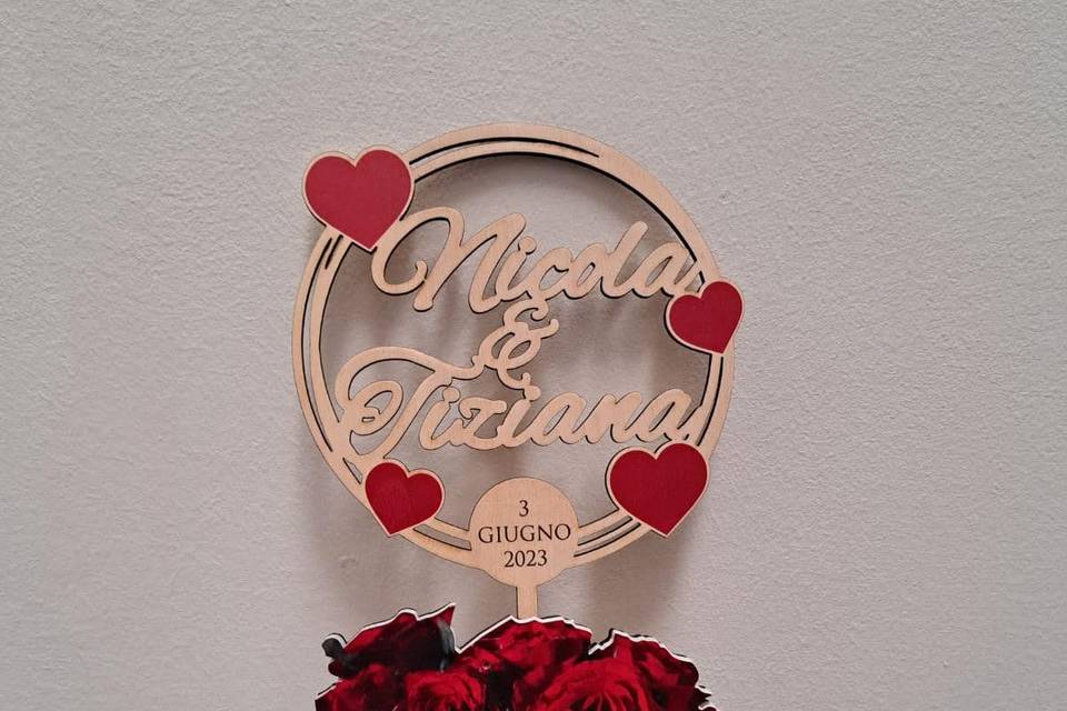 Cake topper legno con stampa