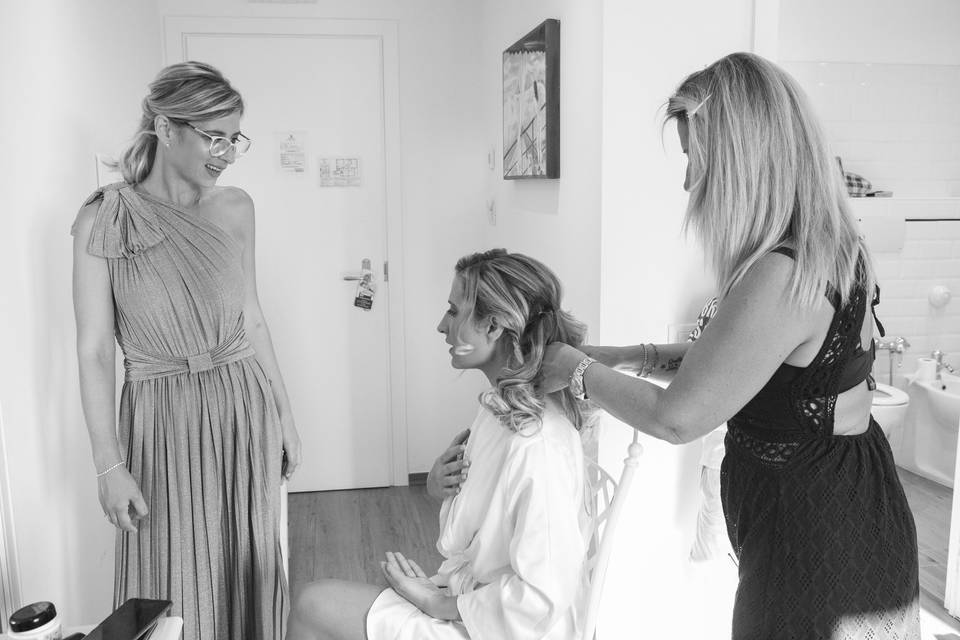 Preparazione sposa con family