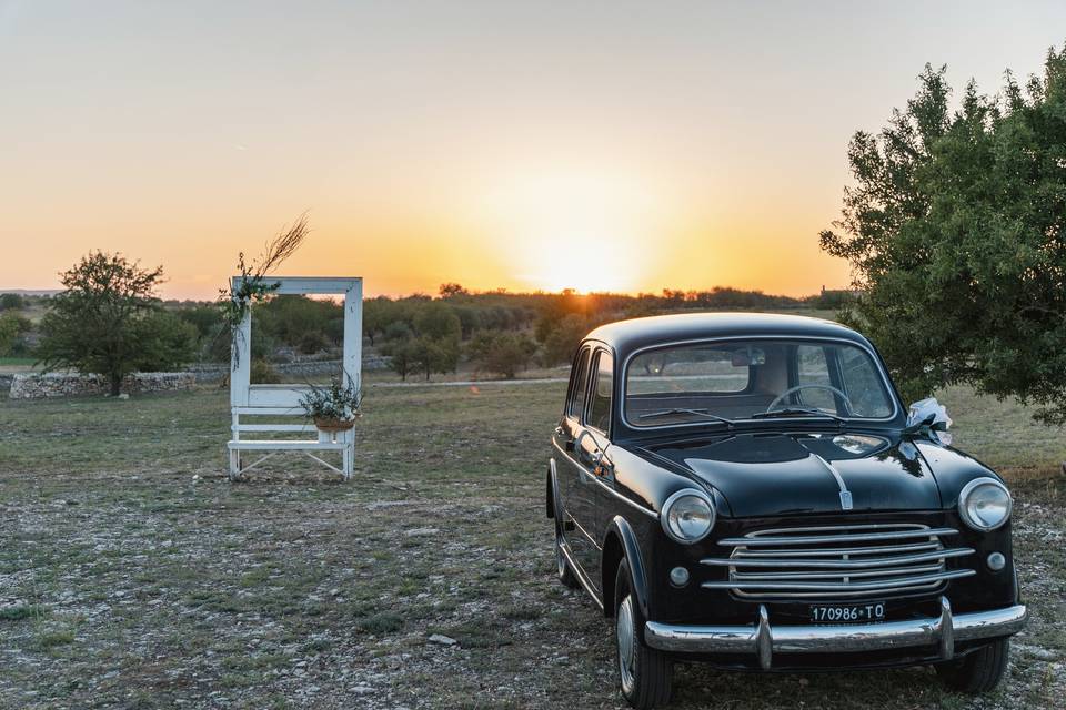 Frame and Fiat at Sunset