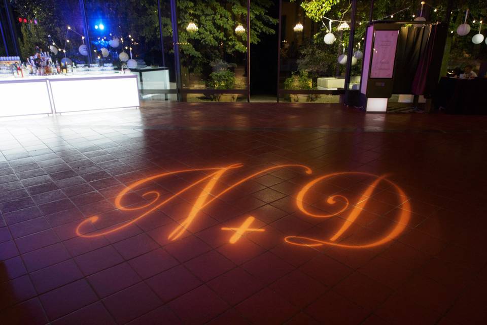 Dance Floor Monogram Gobo Light Wedding Logo Monogram MG 