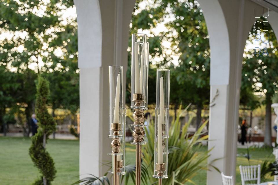 Candelabro oro vetro