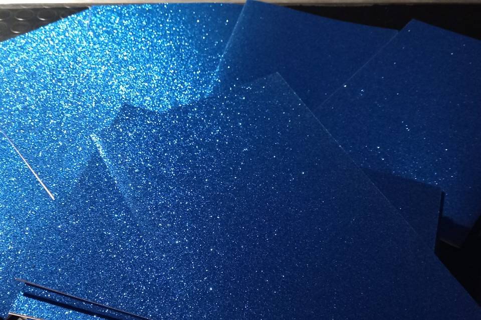 Cartoncini blu glitter