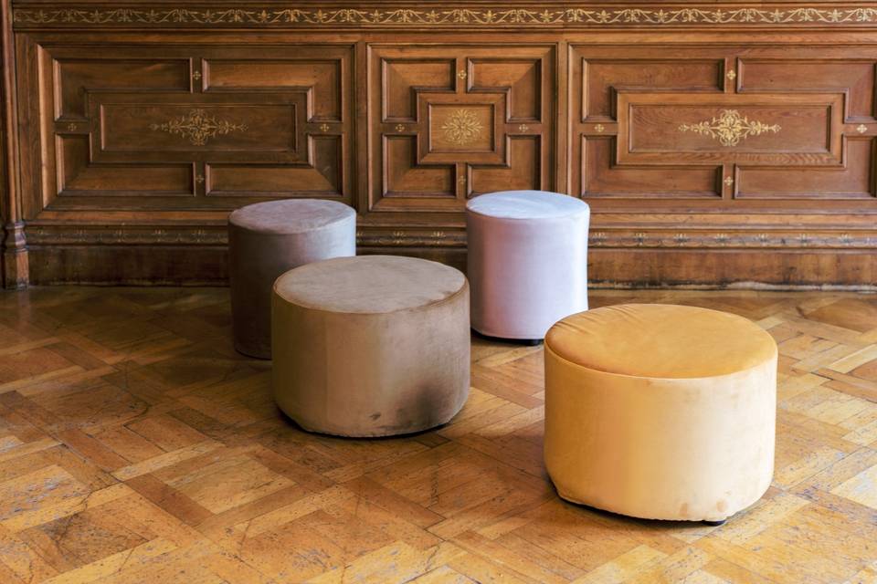 Poufs tondi in velvet