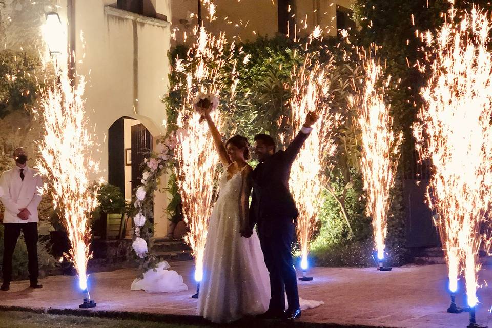 Ingresso con fontane luci