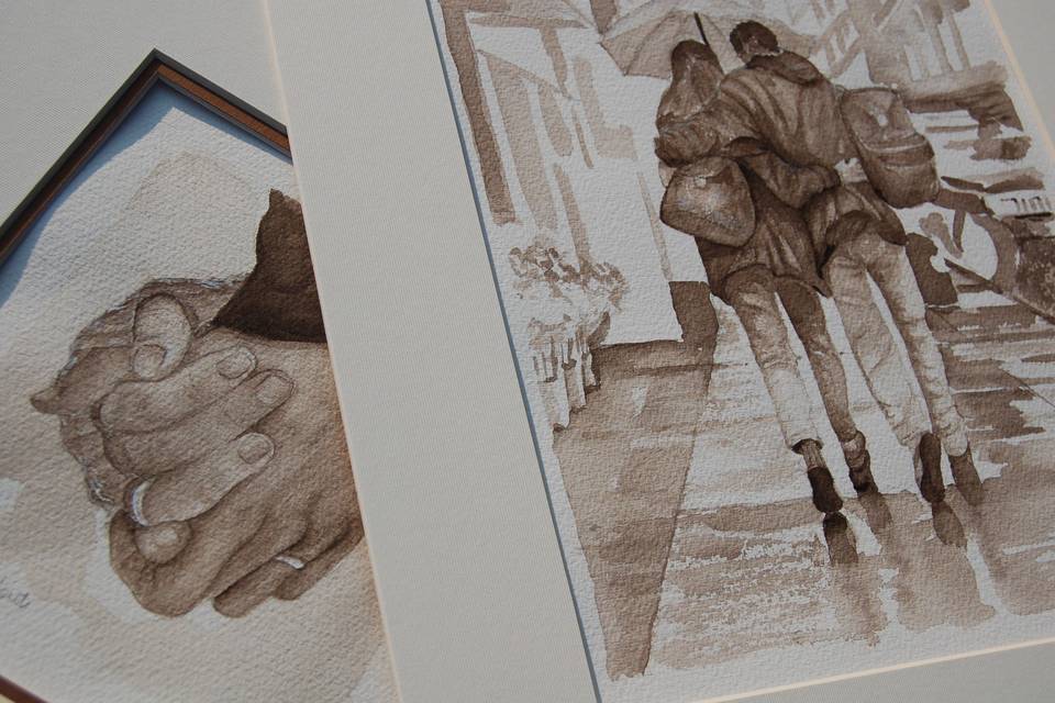 Dipinti con passpartout