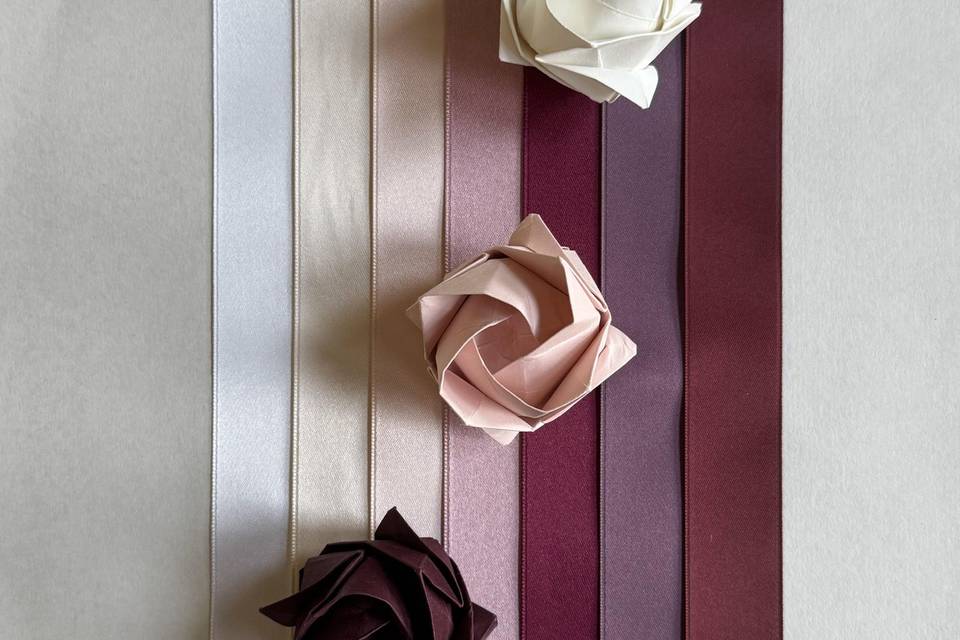 Rose origami nastri e nuances