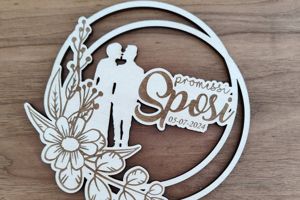Topper legno sposi