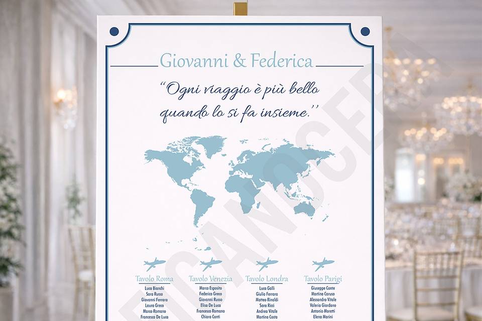 Tableau Invitati Tema Viaggio