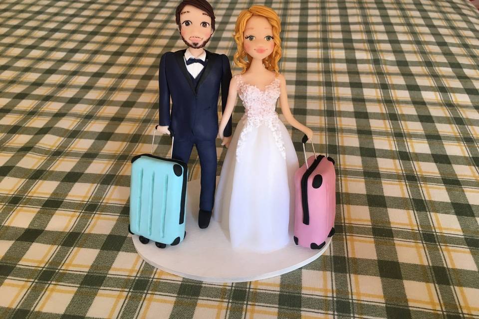 Cake topper sposi tema viaggio