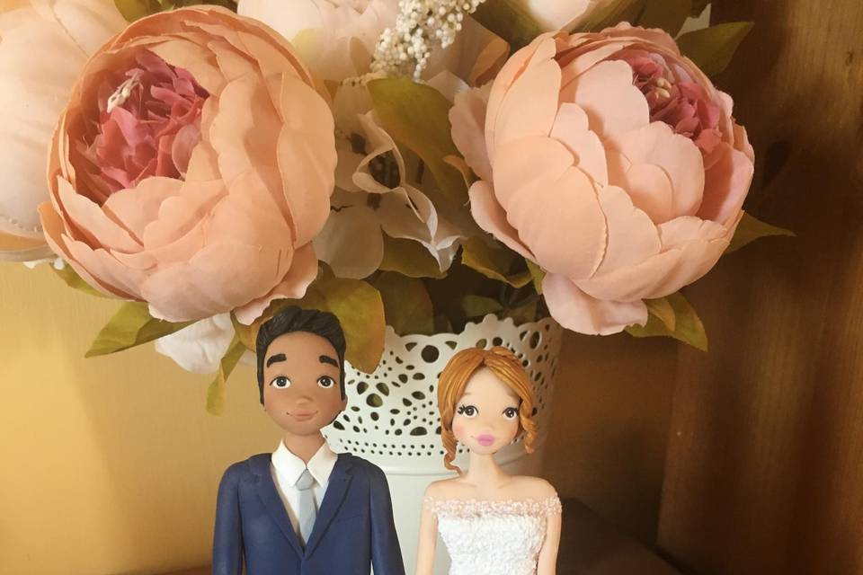 Cake topper sposi tema viaggio