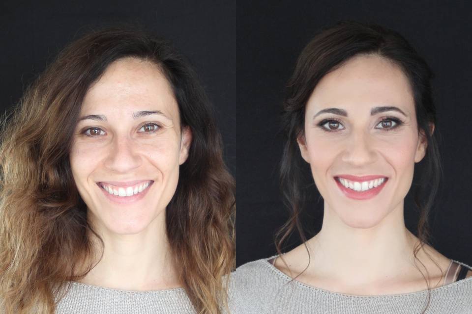 Prima e dopo make-up sposa