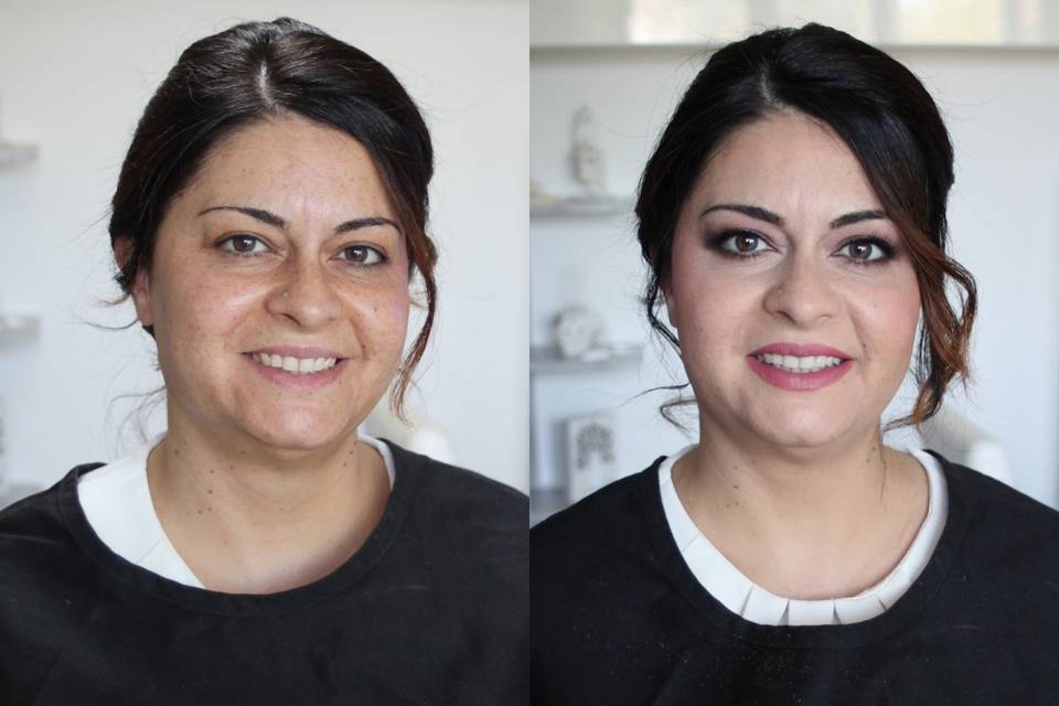 Prima e dopo make-up cerimonia