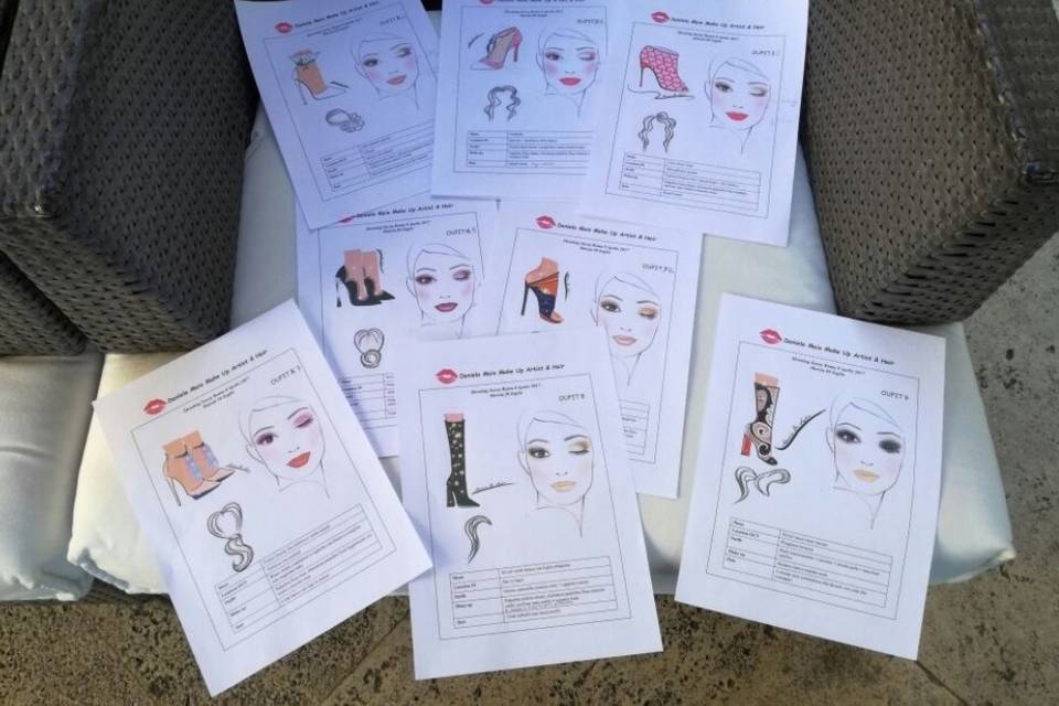 Face chart make-up shooting