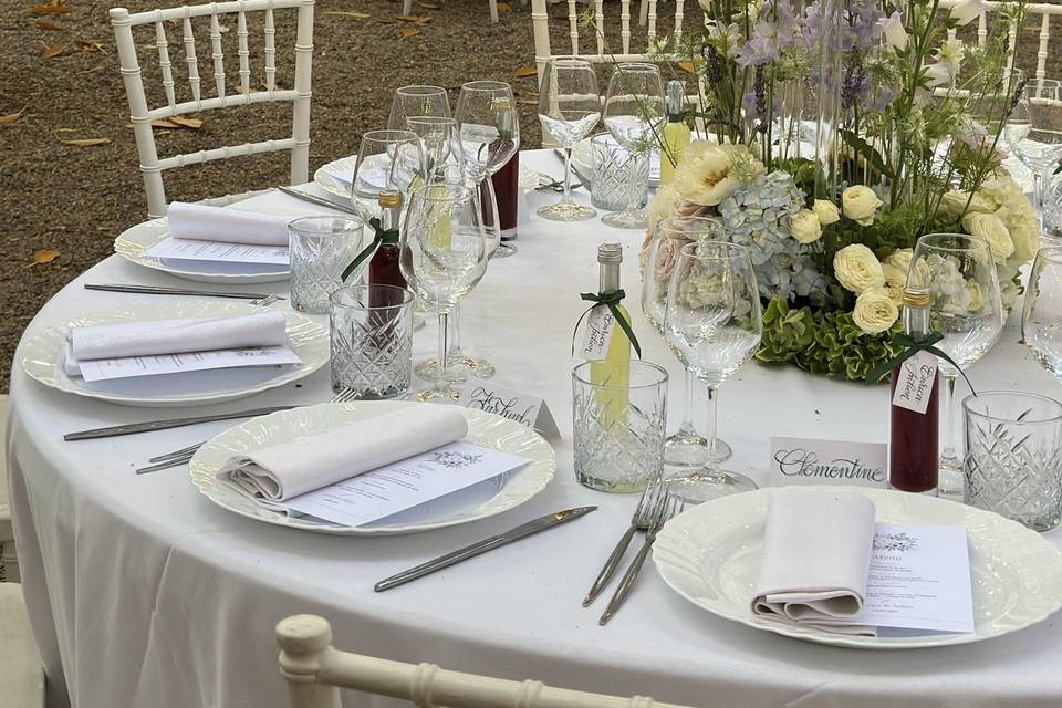 L’allestimento per la cena