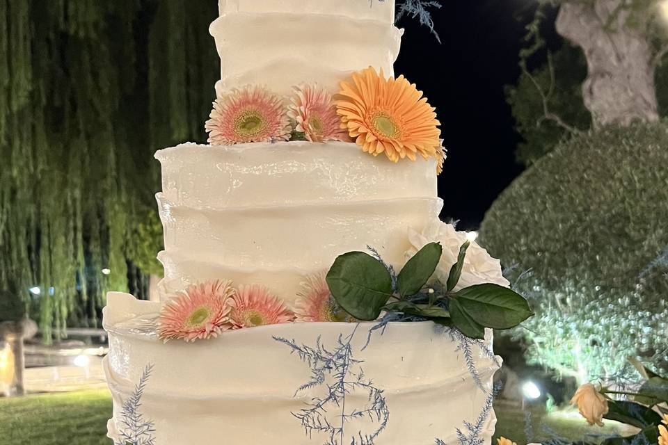 Torta decorata con plumosa