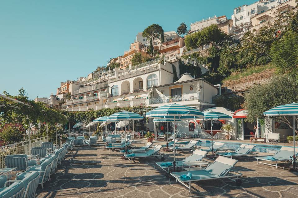 Sunbeds on terrace