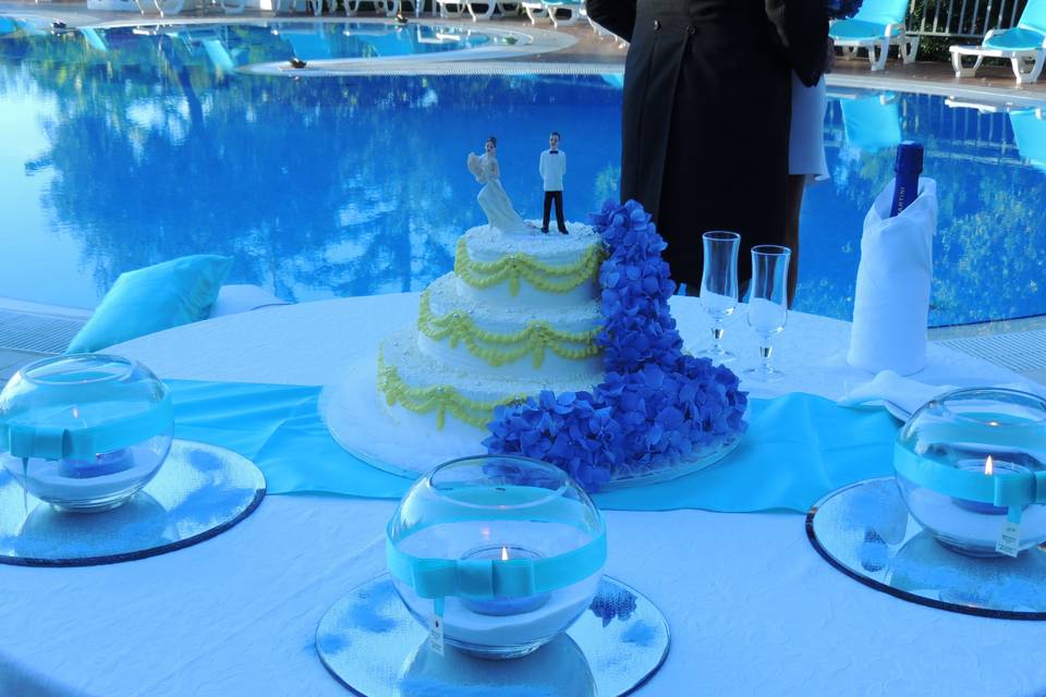 Taglio torta in piscina