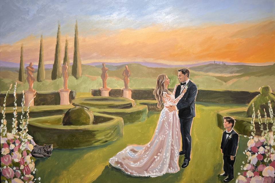 Live wedding painting italy