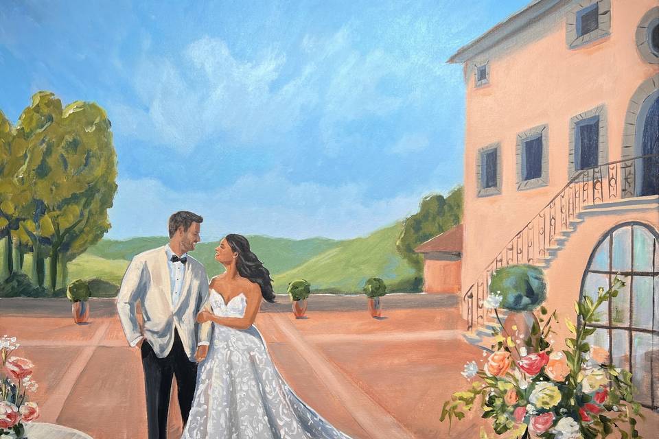 Live wedding painting italy
