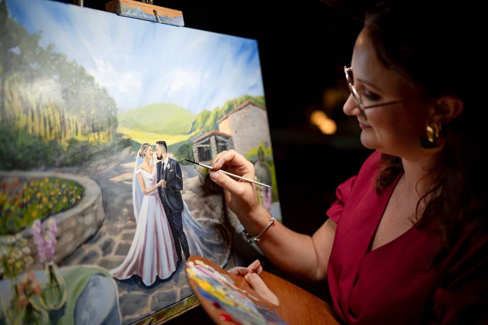 Live wedding painting italy