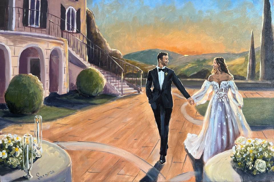 Wedding live painting Tuscany