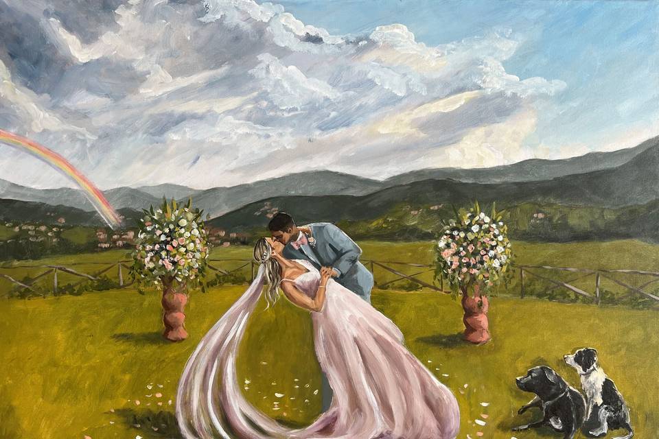 Wedding live painting Tuscany