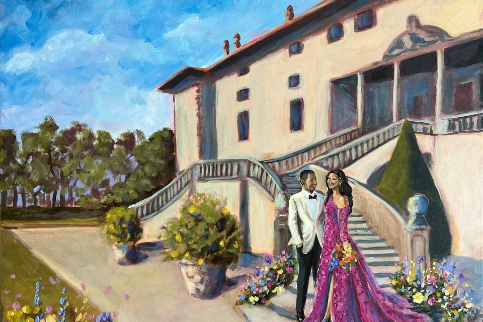 Wedding live painting Tuscany