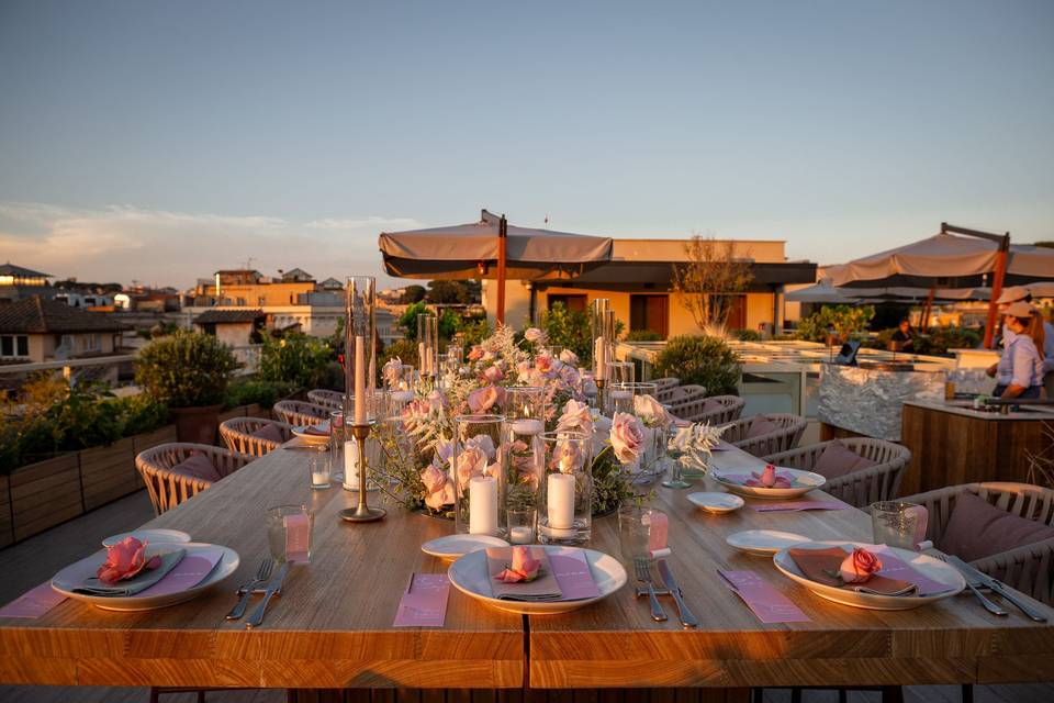 Matrimonio serale su terrazza