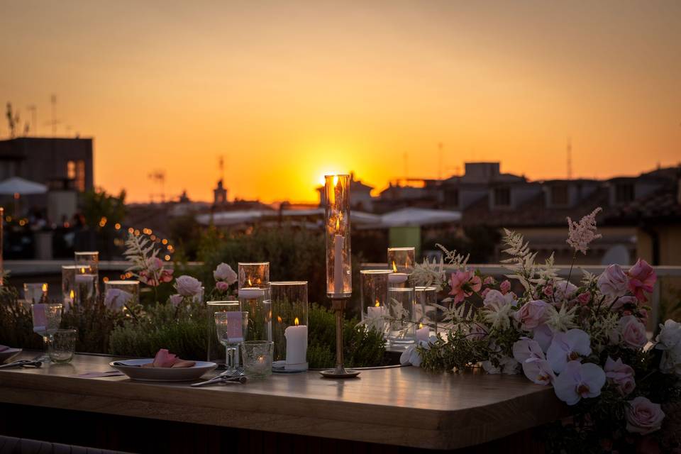 Matrimonio serale su terrazza