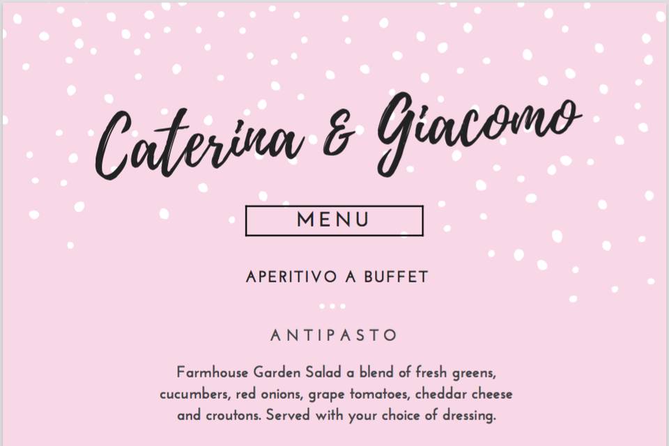 Menu matrimonio