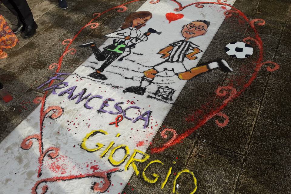 Scenografie di riso colorato