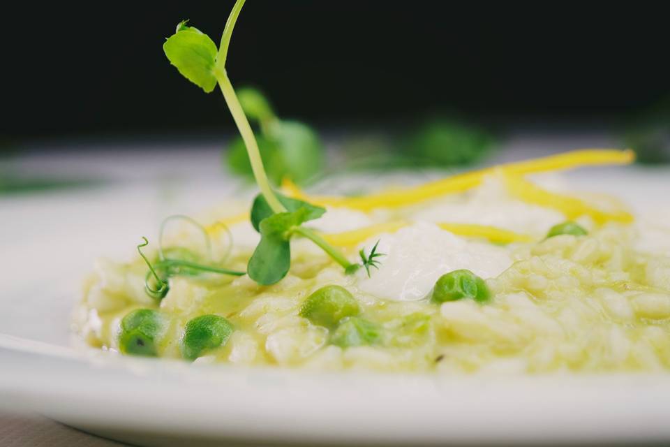 Risotto ai piselli e burrata