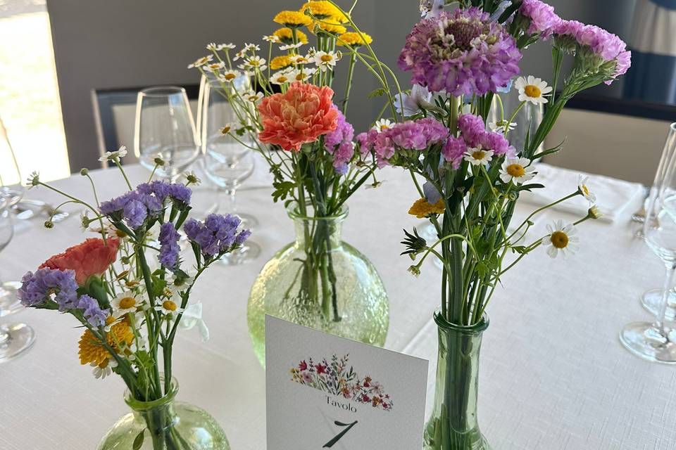 Tavolo matrimonio con vasetti