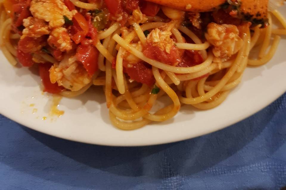 Spaghetti con astice canadese