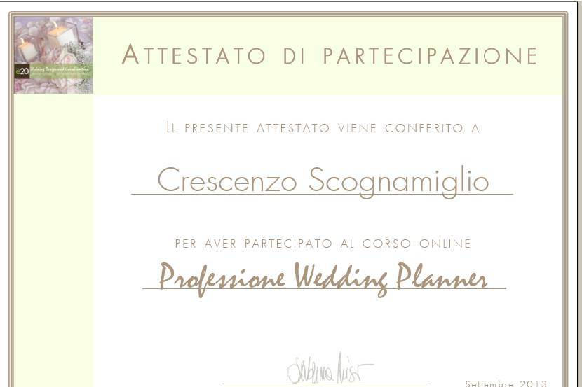 Attestato wedding Planner