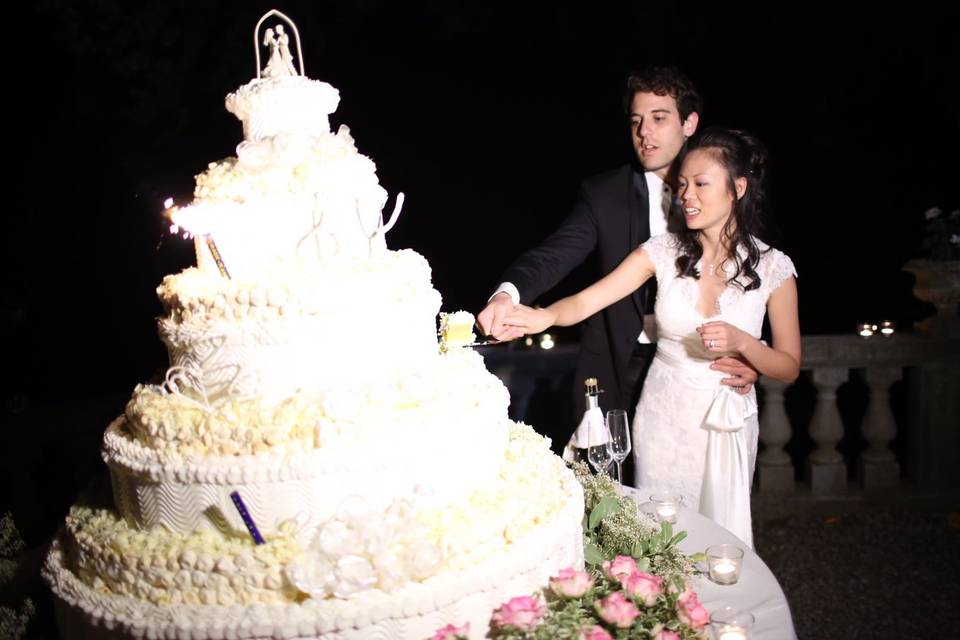 Wedding cake with lake view