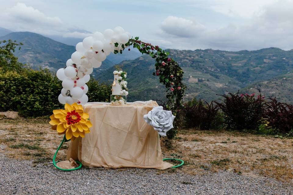 Fiori giganti e torta