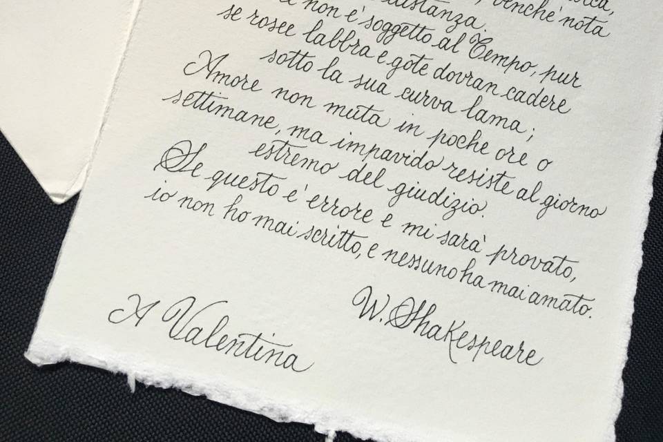 Poesia d'amore calligrafata