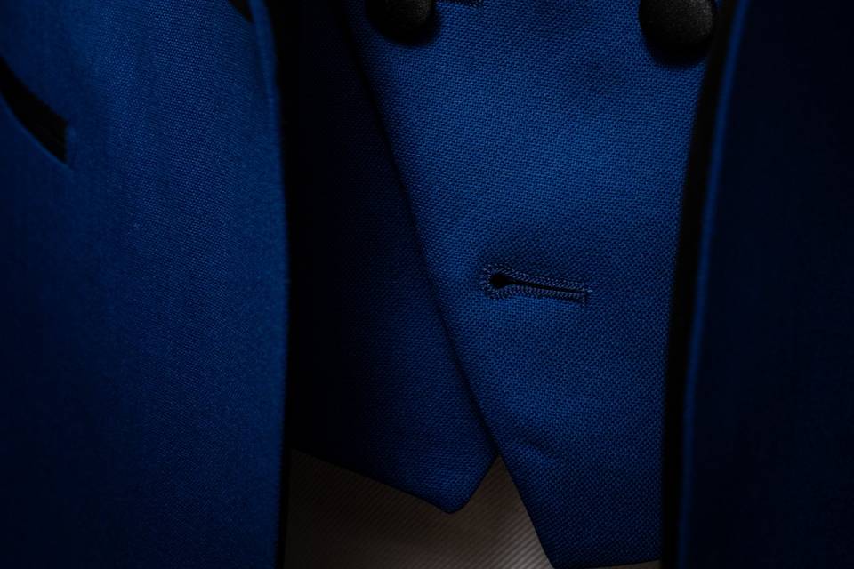 Electric blue and black tuxedo