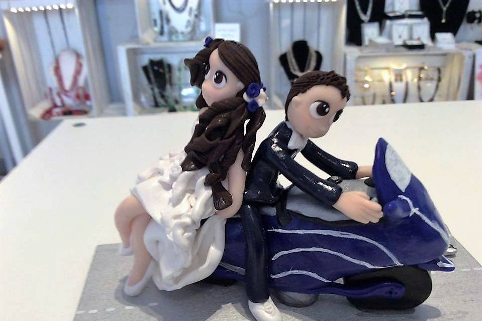 Cake topper moto blu e silver