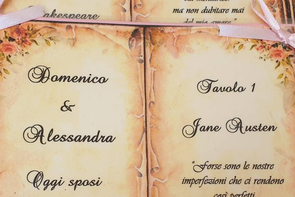 Segnatavolo sposi Jane austen