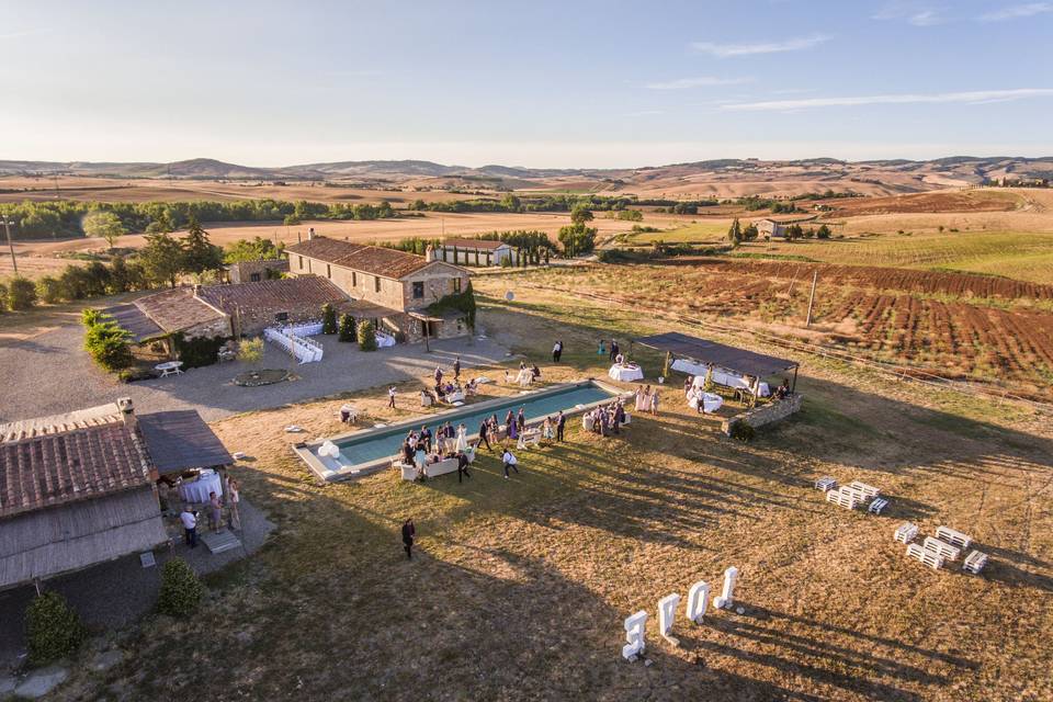 Drone wedding in val d'orcia