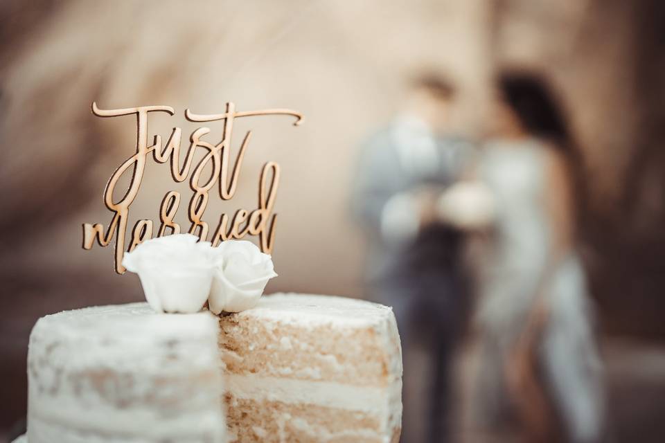 Cake topper Just married legno