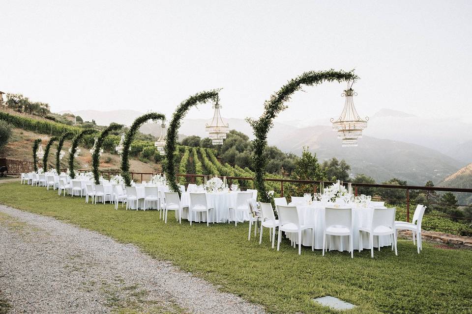 Cantina romantica tra vigneti