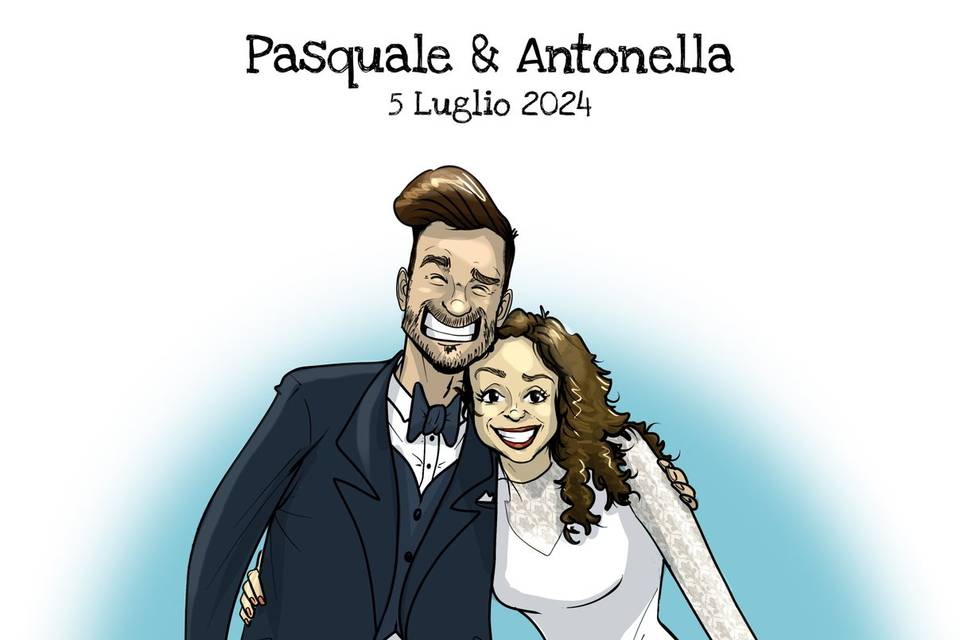 Vignetta a colori sposi