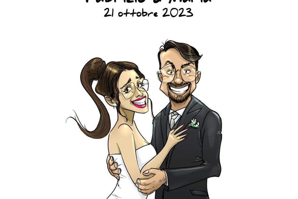 Vignetta a colori sposi