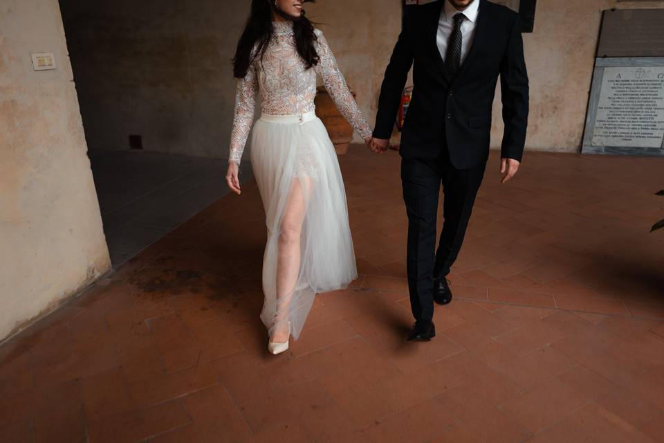 Abito sposa in pizzo e tulle